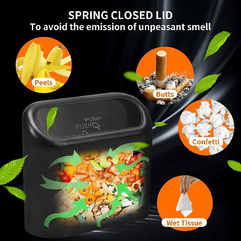 Set of 3 Car Trash Cans with Lids, Includes 60 Leak-Proof Garbage Bags, Compact Automotive Accessories