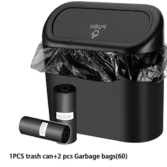 Set of 3 Car Trash Cans with Lids, Includes 60 Leak-Proof Garbage Bags, Compact Automotive Accessories